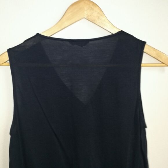 MASSIMO DUTTI Navy Lightweigth Flowy Faux Wrap V Neck Tank Top Size 8 - Picture 5 of 11